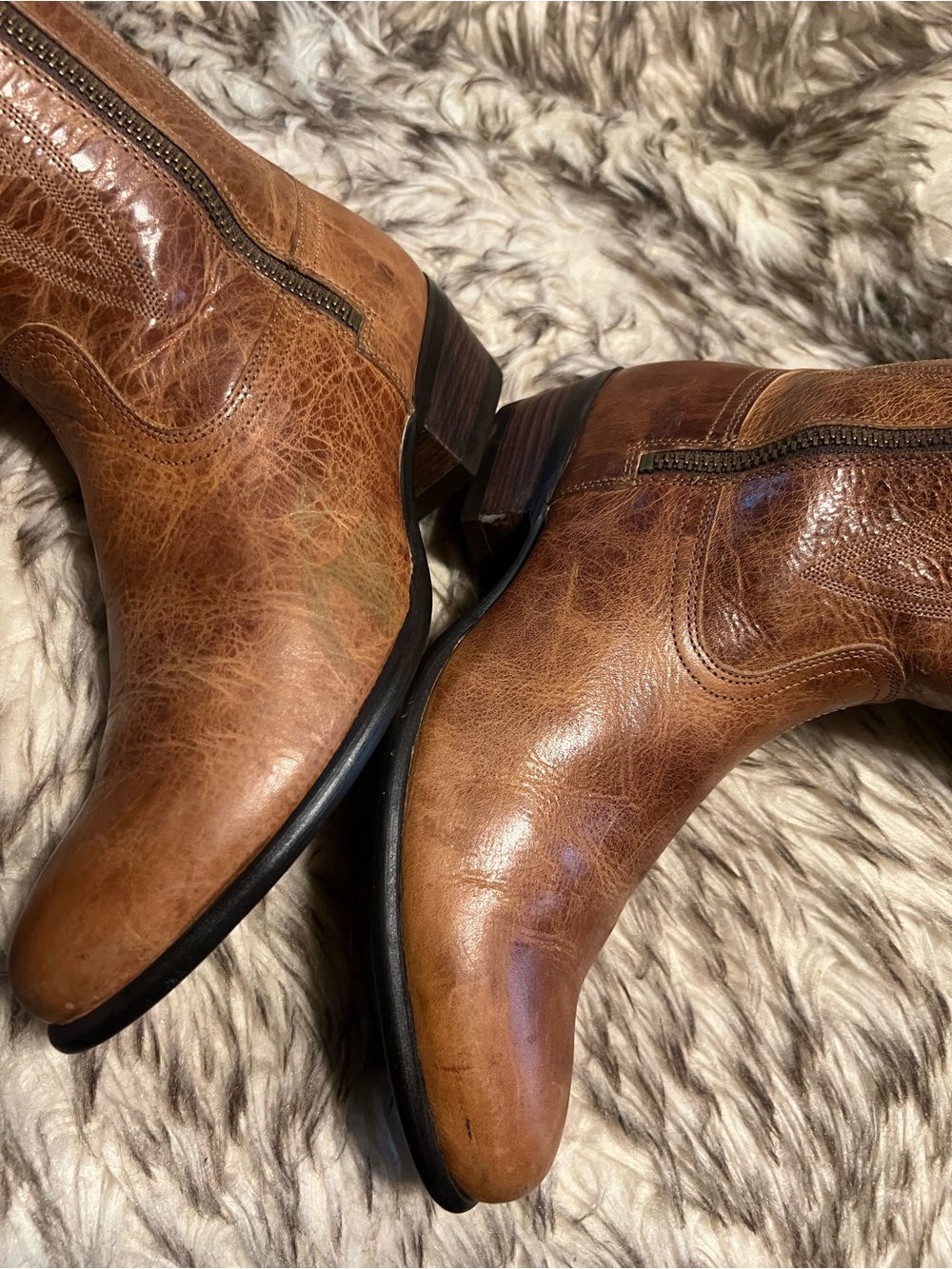 Ariat Women's Tan Brown Over-the-Knee Leather Boots with Side Zip Sz 8 B - Picture 15 of 16